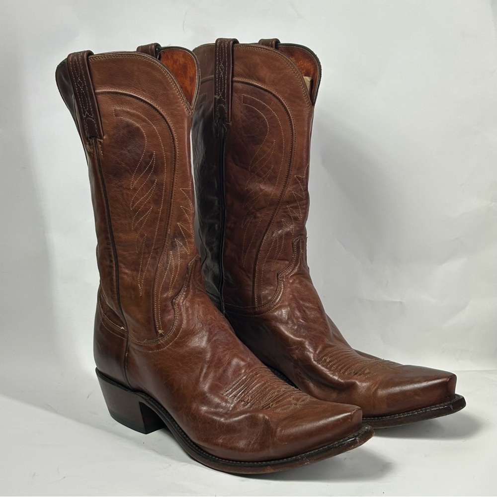 Lucchese Men's Brown Leather Cowboy Boots 9.5